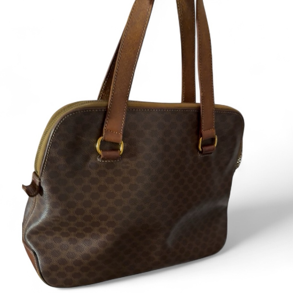 Celine Macadam Canvas Shoulder Bag Vintage, Leather Trim - Picture 4 of 14
